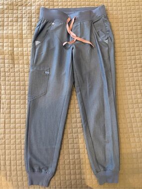 Figs Denim Jogger Pants with Pink Drawstring
